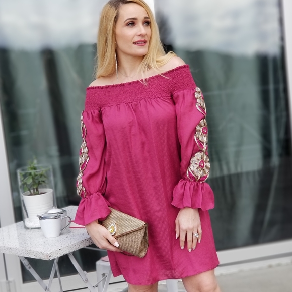 Daylan Off Shoulder Elegant Tunic Dress - Picture 2 of 5